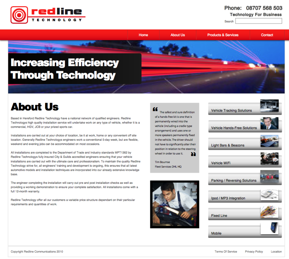 redline technology, professional website design gloucestershire from Mushroom Internet Ltd professional + creative website development + design from Mushroom Internet